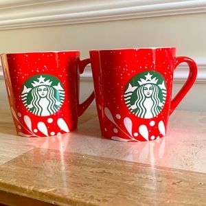 2 Starbucks 2020 Christmas Holiday Red & White Siren 18oz Coffee Mug